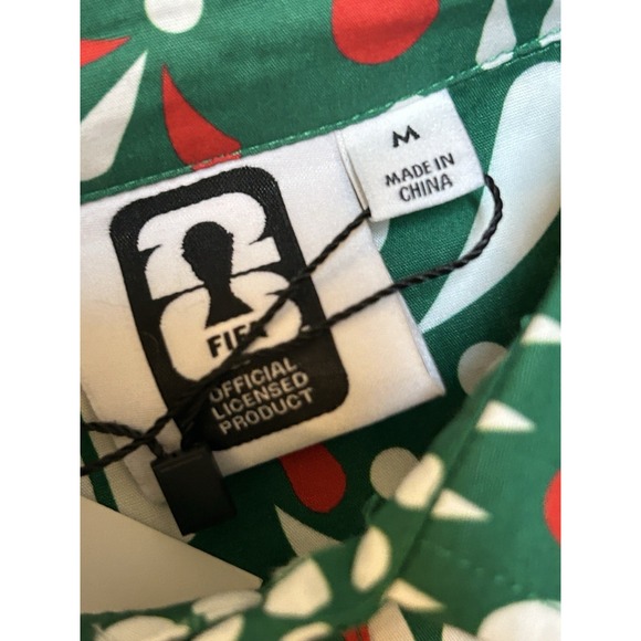 FIFA World Cup 2026 Mexico Button-Up Shirt M Green Red Folk Pattern AOP Sample - Picture 2 of 4